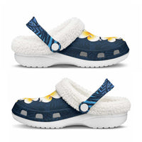 Blue Tropical Plumeria With Galaxy Polynesian Art Fleece Clogs