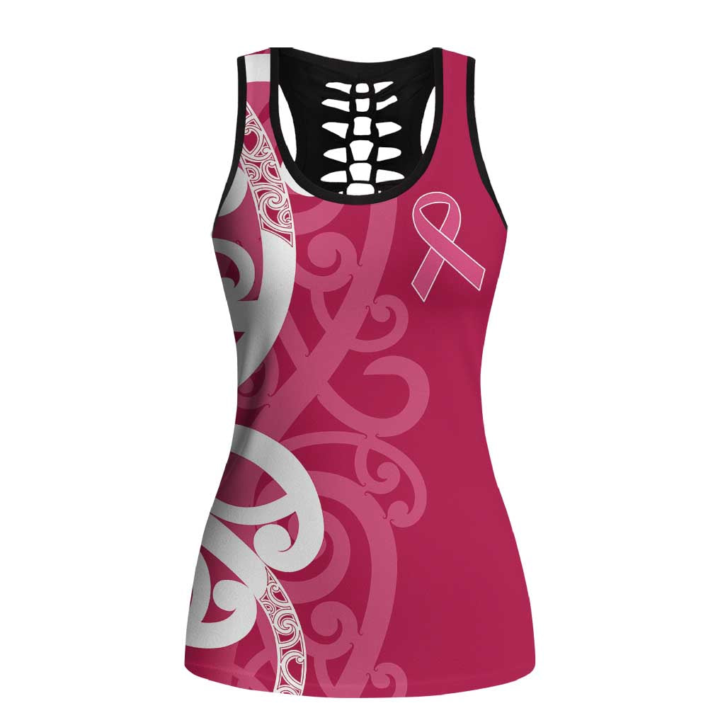 Breast Cancer Awareness Maori Hollow Tank Top Koru Kowhaiwhai - Polynesian Pride