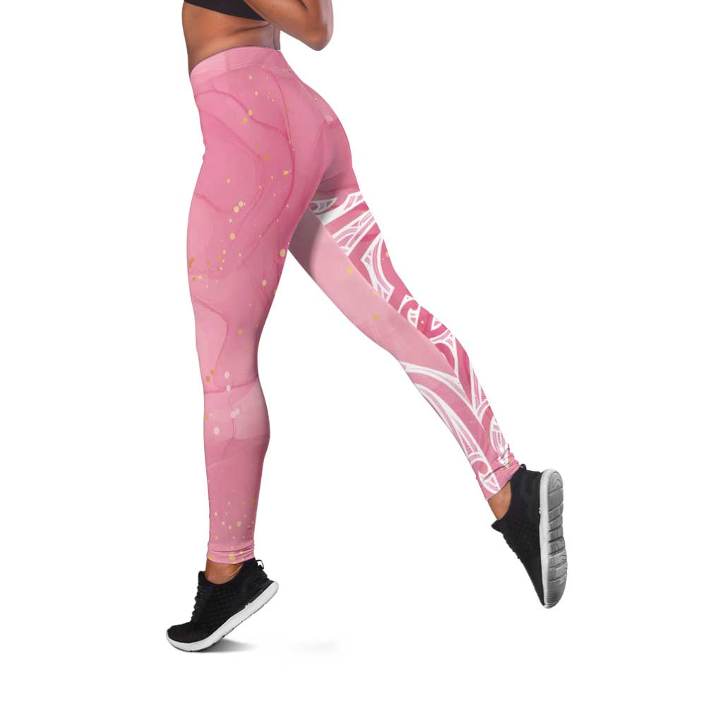 Breast Cancer Awareness Maori Leggings Kia Kaha Kia Maia Kia Manawanui - Polynesian Pride