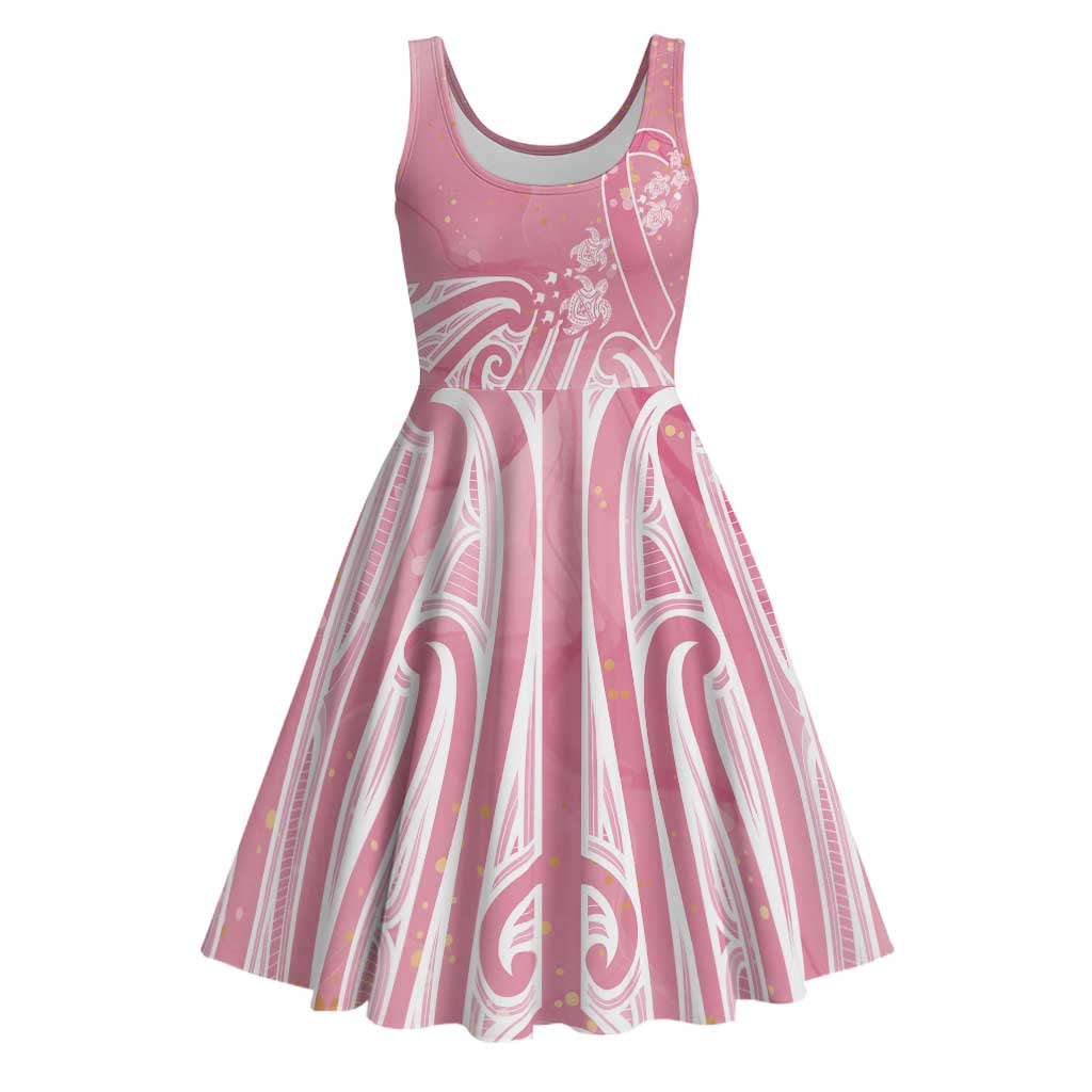 Breast Cancer Awareness Maori Midi Dress Kia Kaha Kia Maia Kia Manawanui - Polynesian Pride
