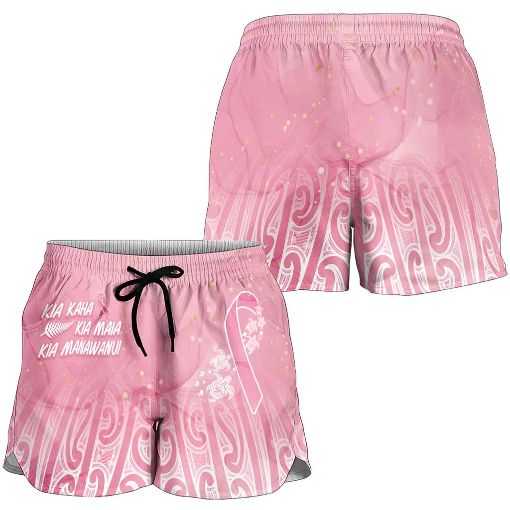 Breast Cancer Awareness Maori Shorts for Women Kia Kaha Kia Maia Kia Manawanui - Polynesian Pride