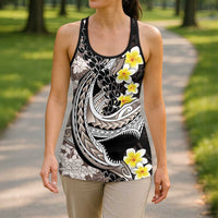 Brown and Black Hawaii Shark Tattoo Hollow Tank Top Puakenikeni Lei Plumeria Polynesian Pattern LT14 - Polynesian Pride