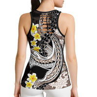 Brown and Black Hawaii Shark Tattoo Hollow Tank Top Puakenikeni Lei Plumeria Polynesian Pattern LT14 - Polynesian Pride
