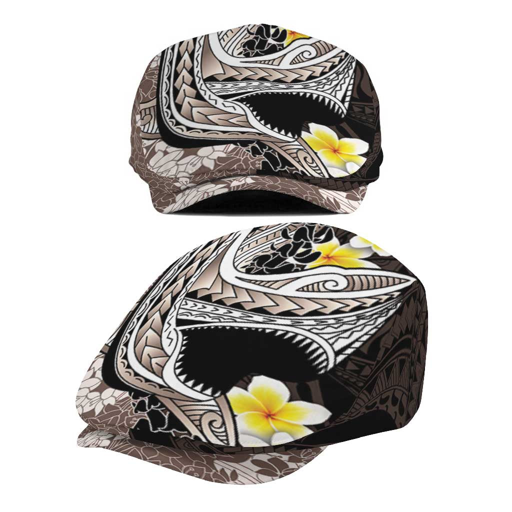 Brown and Black Hawaii Shark Tattoo Jeff Hat Puakenikeni Lei Plumeria Polynesian Pattern - Polynesian Pride