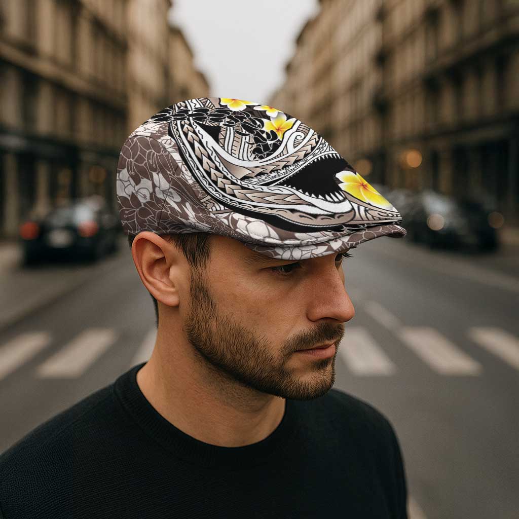 Brown and Black Hawaii Shark Tattoo Jeff Hat Puakenikeni Lei Plumeria Polynesian Pattern - Polynesian Pride