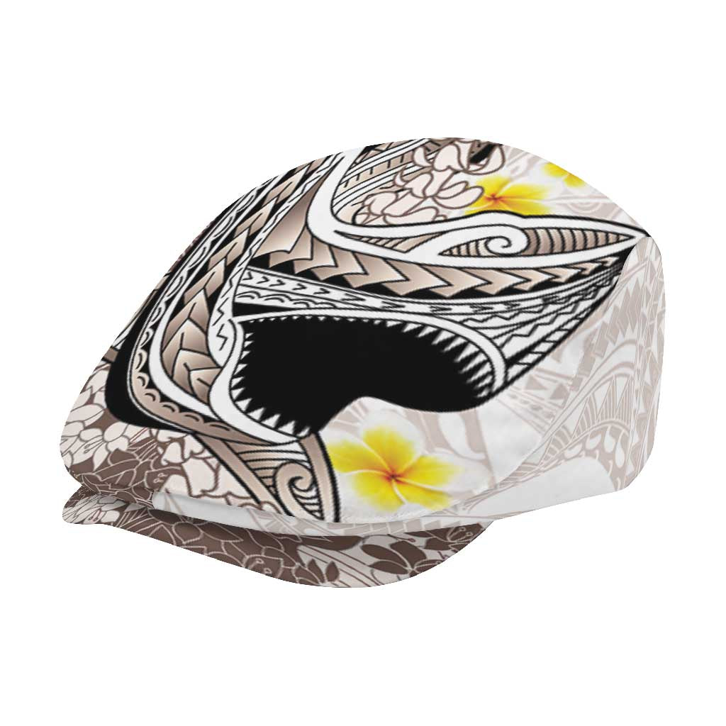 Brown and White Hawaii Shark Tattoo Jeff Hat Puakenikeni Lei Plumeria Polynesian Pattern - Polynesian Pride