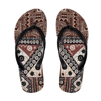 Brown Bula Fiji Flip Flops Unique Masi Tapa Pattern LT14 Brown - Polynesian Pride