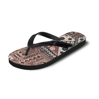 Brown Bula Fiji Flip Flops Unique Masi Tapa Pattern LT14 - Polynesian Pride