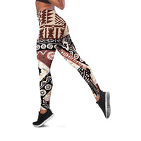 Brown Bula Fiji Leggings Unique Masi Tapa Pattern LT14 Brown - Polynesian Pride