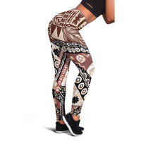 Brown Bula Fiji Leggings Unique Masi Tapa Pattern LT14 - Polynesian Pride