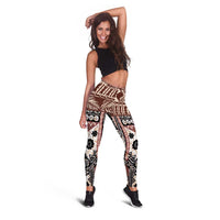 Brown Bula Fiji Leggings Unique Masi Tapa Pattern LT14 - Polynesian Pride