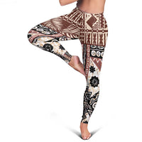 Brown Bula Fiji Leggings Unique Masi Tapa Pattern LT14 - Polynesian Pride