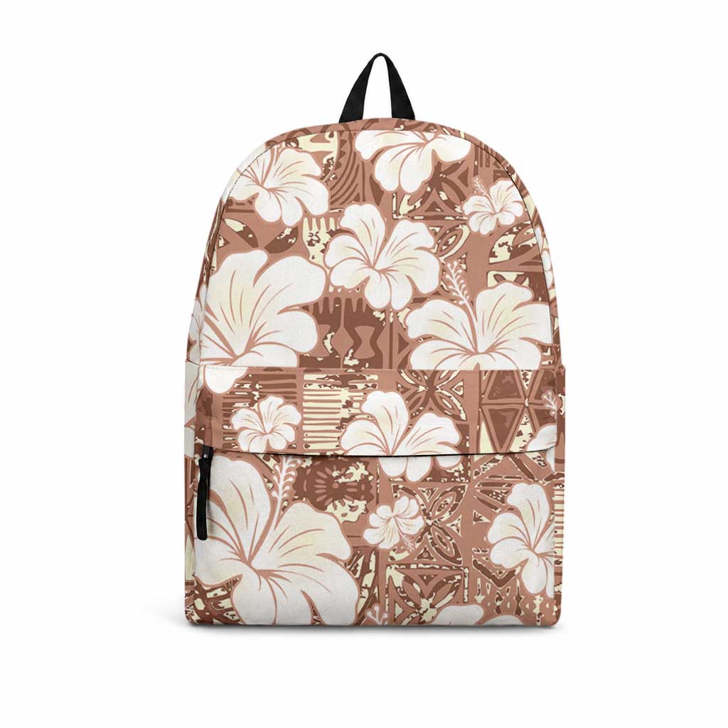 Brown Bula Fiji Masi Hibiscus Seamless Backpack