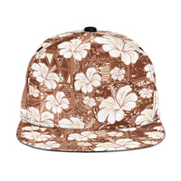 Brown Bula Fiji Masi Hibiscus Seamless Snapback Cap