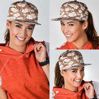 Brown Bula Fiji Masi Hibiscus Seamless Snapback Cap