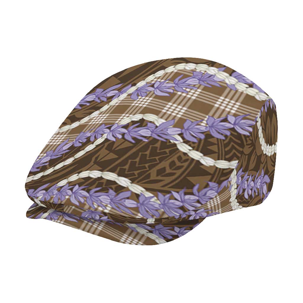 Brown Hawaii Palaka Honohono Pikake Jeff Hat Hawaiian Orchid Lei Polynesian Pattern - Polynesian Pride
