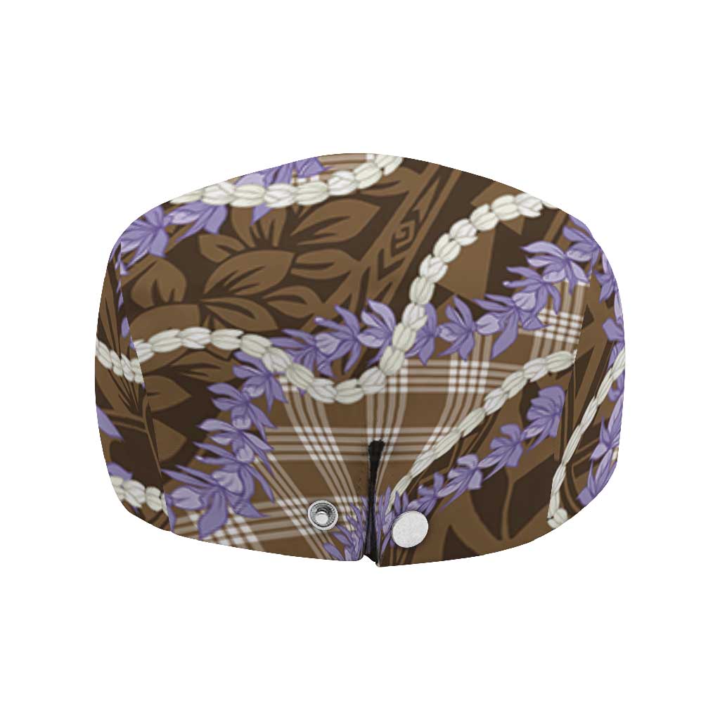 Brown Hawaii Palaka Honohono Pikake Jeff Hat Hawaiian Orchid Lei Polynesian Pattern - Polynesian Pride