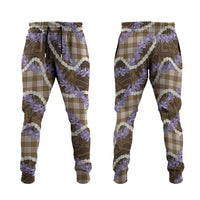 Brown Hawaii Palaka Honohono Pikake Jogger Pants Hawaiian Orchid Lei Polynesian Pattern - Polynesian Pride
