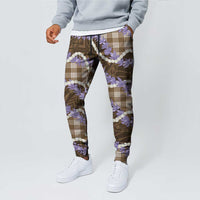 Brown Hawaii Palaka Honohono Pikake Jogger Pants Hawaiian Orchid Lei Polynesian Pattern - Polynesian Pride