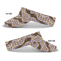Brown Hawaii Palaka Honohono Pikake Sun Visor Cap Hawaiian Orchid Lei Polynesian Pattern