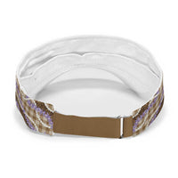Brown Hawaii Palaka Honohono Pikake Sun Visor Cap Hawaiian Orchid Lei Polynesian Pattern