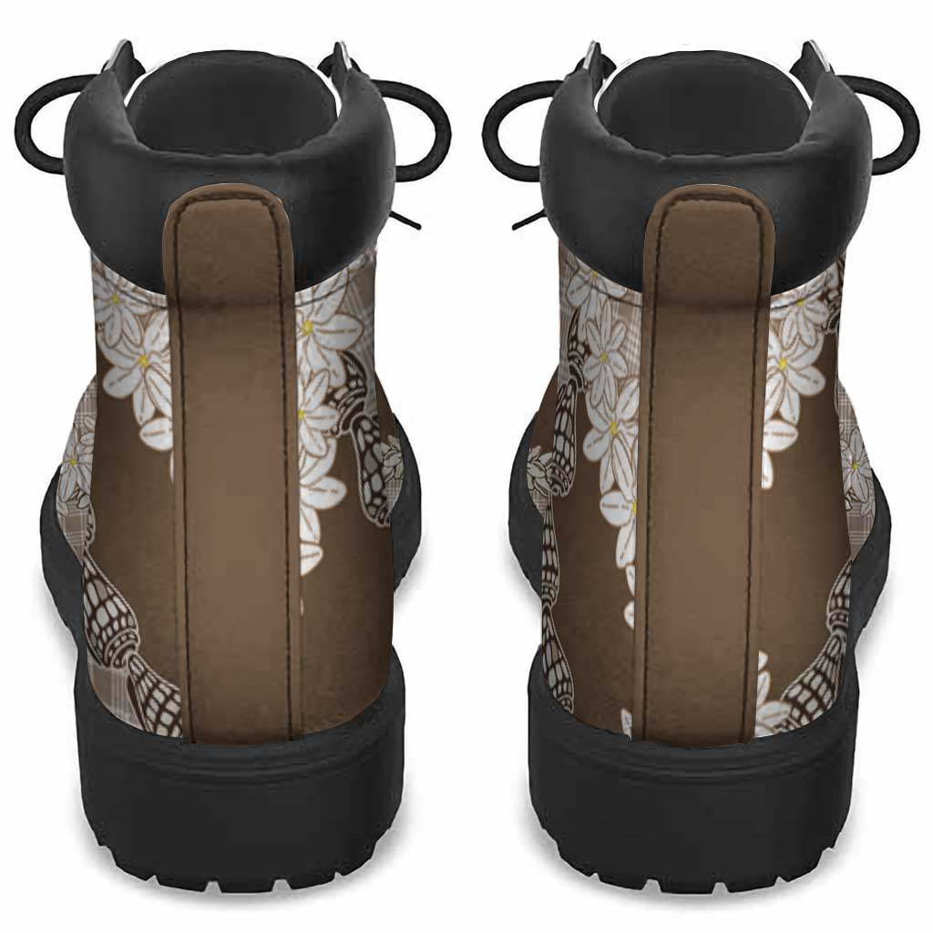 Brown Hawaii Tiare and Shell Lei All Season Boots Hawaiian Palaka Luxury Vibes - Polynesian Pride