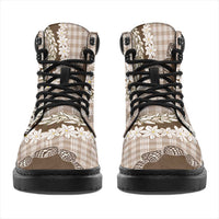 Brown Hawaii Tiare and Shell Lei All Season Boots Hawaiian Palaka Luxury Vibes - Polynesian Pride
