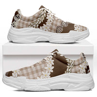 Brown Hawaii Tiare and Shell Lei Chunky Sneakers Hawaiian Palaka Luxury Vibes - Polynesian Pride