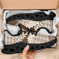 Brown Hawaii Tiare and Shell Lei Clunky Sneakers Hawaiian Palaka Luxury Vibes - Polynesian Pride