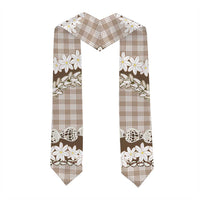 Brown Hawaii Tiare and Shell Lei Graduation Stole Hawaiian Palaka Luxury Vibes - Polynesian Pride