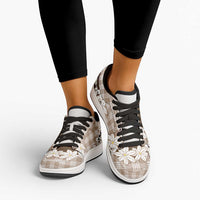 Brown Hawaii Tiare and Shell Lei Low Sneakers Hawaiian Palaka Luxury Vibes - Polynesian Pride