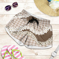 Brown Hawaii Tiare and Shell Lei Shorts for Women Hawaiian Palaka Luxury Vibes - Polynesian Pride