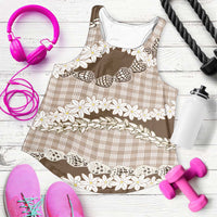 Brown Hawaii Tiare and Shell Lei Women Racerback Tank Hawaiian Palaka Luxury Vibes - Polynesian Pride
