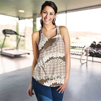 Brown Hawaii Tiare and Shell Lei Women Racerback Tank Hawaiian Palaka Luxury Vibes - Polynesian Pride