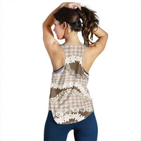 Brown Hawaii Tiare and Shell Lei Women Racerback Tank Hawaiian Palaka Luxury Vibes - Polynesian Pride
