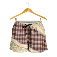 Brown Palaka Hawaii Leis Elegant Vibes Shorts for Women LT14 - Polynesian Pride