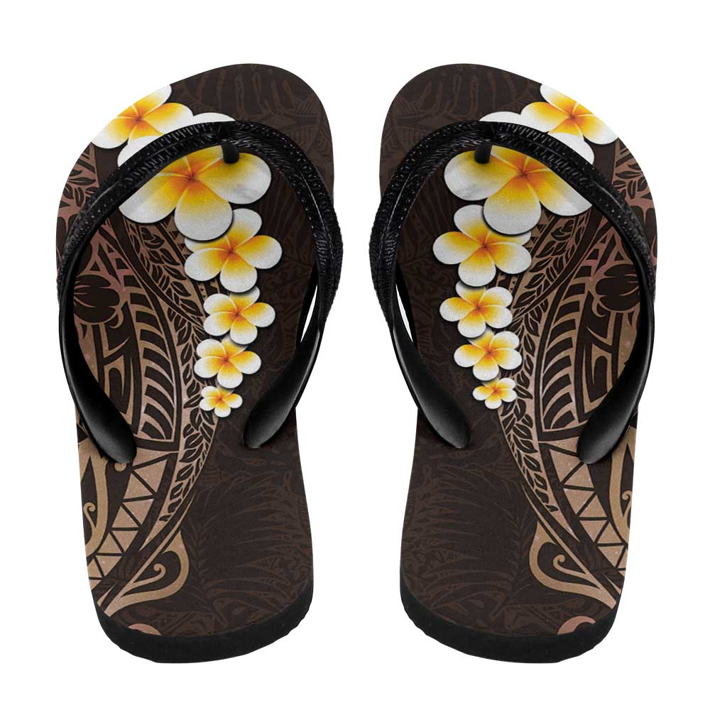 Brown Polynesia Flip Flops Plumeria Tropical Leaves Galaxy Polynesian Art LT14 - Polynesian Pride