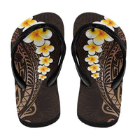 Brown Polynesia Flip Flops Plumeria Tropical Leaves Galaxy Polynesian Art LT14 - Polynesian Pride