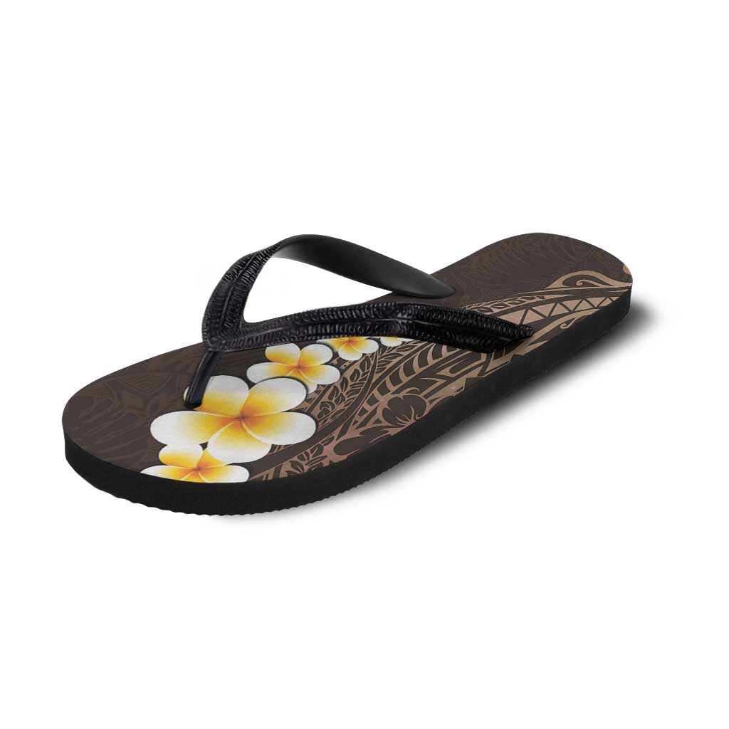 Brown Polynesia Flip Flops Plumeria Tropical Leaves Galaxy Polynesian Art LT14 - Polynesian Pride