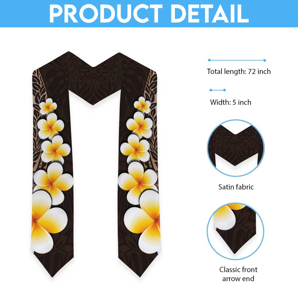 Brown Polynesia Graduation Stole Plumeria Tropical Leaves With Galaxy Polynesian Art LT14 - Polynesian Pride