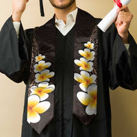 Brown Polynesia Graduation Stole Plumeria Tropical Leaves With Galaxy Polynesian Art LT14 - Polynesian Pride