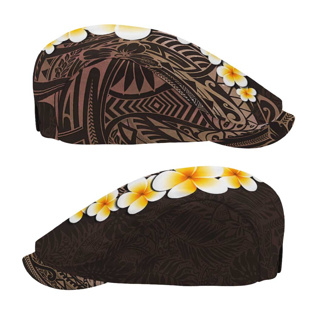 Brown Polynesia Jeff Hat Plumeria Tropical Leaves Galaxy Polynesian Art - Polynesian Pride