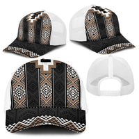 Brown Taniko Aotearoa Baseball Net Cap Niho Taniwha Mix Poutama - Polynesian Pride