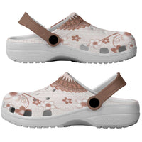 Bula Fiji Clogs Shoes Brown Plumeria Masi Tapa Pattern LT05 - Polynesian Pride