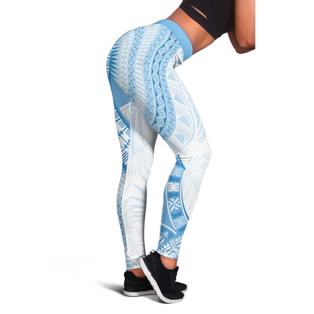 Bula Fiji Day 55th Anniversary Masi Tapa Leggings Emerald Jubilee - Turquoise - Polynesian Pride