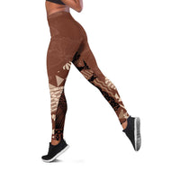 Bula Fiji Leggings Tribal Masi Tapa - Brown
