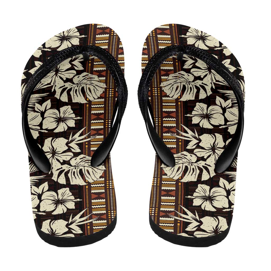 Bula Fiji Masi Flip Flops Tapa Tropical Hibiscus Half Stylized LT14 - Polynesian Pride