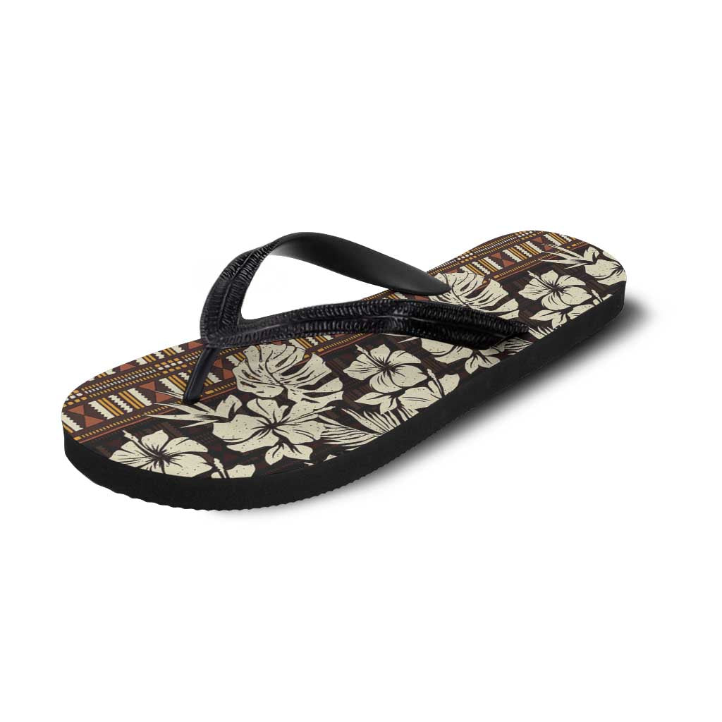 Bula Fiji Masi Flip Flops Tapa Tropical Hibiscus Half Stylized LT14 - Polynesian Pride