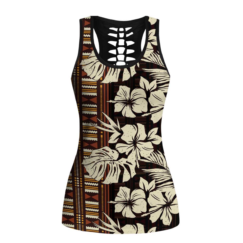 Bula Fiji Masi Hollow Tank Top Tapa Tropical Hibiscus Half Stylized - Polynesian Pride