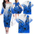 Blue Hawaii Family Matching Outfits Off Shoulder Long Sleeve Dress And Hawaiian Shirt Polynesian Shark Tattoo LT14 - Polynesian Pride